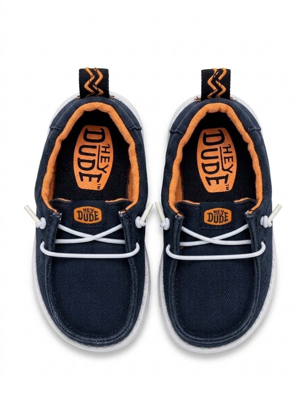 Hey Dude Kids Navy and Orange Casual Slip-On Sneakers
